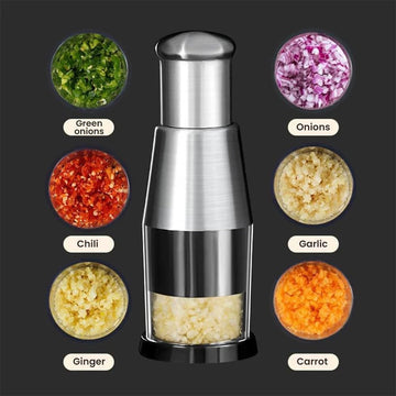 304 Stainless Steel Garlic & Onion Press Chopper – Handheld Kitchen Tool.