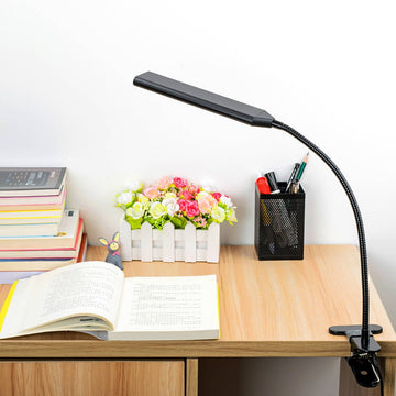 LED Gooseneck Desk Lamp with Clamp – Adjustable, Eye-Caring Reading Light