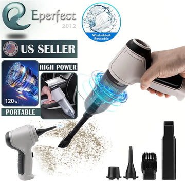 4-in-1 Wireless Car Vacuum – 9000Pa Strong Suction Mini Cleaner