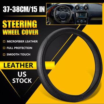 Universal PU Leather Car Steering Wheel Cover – Non-Slip, 15''/38cm