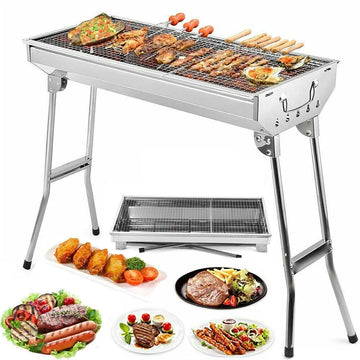 Large Portable Stainless Steel Charcoal BBQ Grill – Outdoor & Garden Party Barbecue