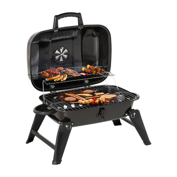 Portable Tabletop Charcoal BBQ Grill – Outdoor Camping & Picnic Cooker with Air Vent