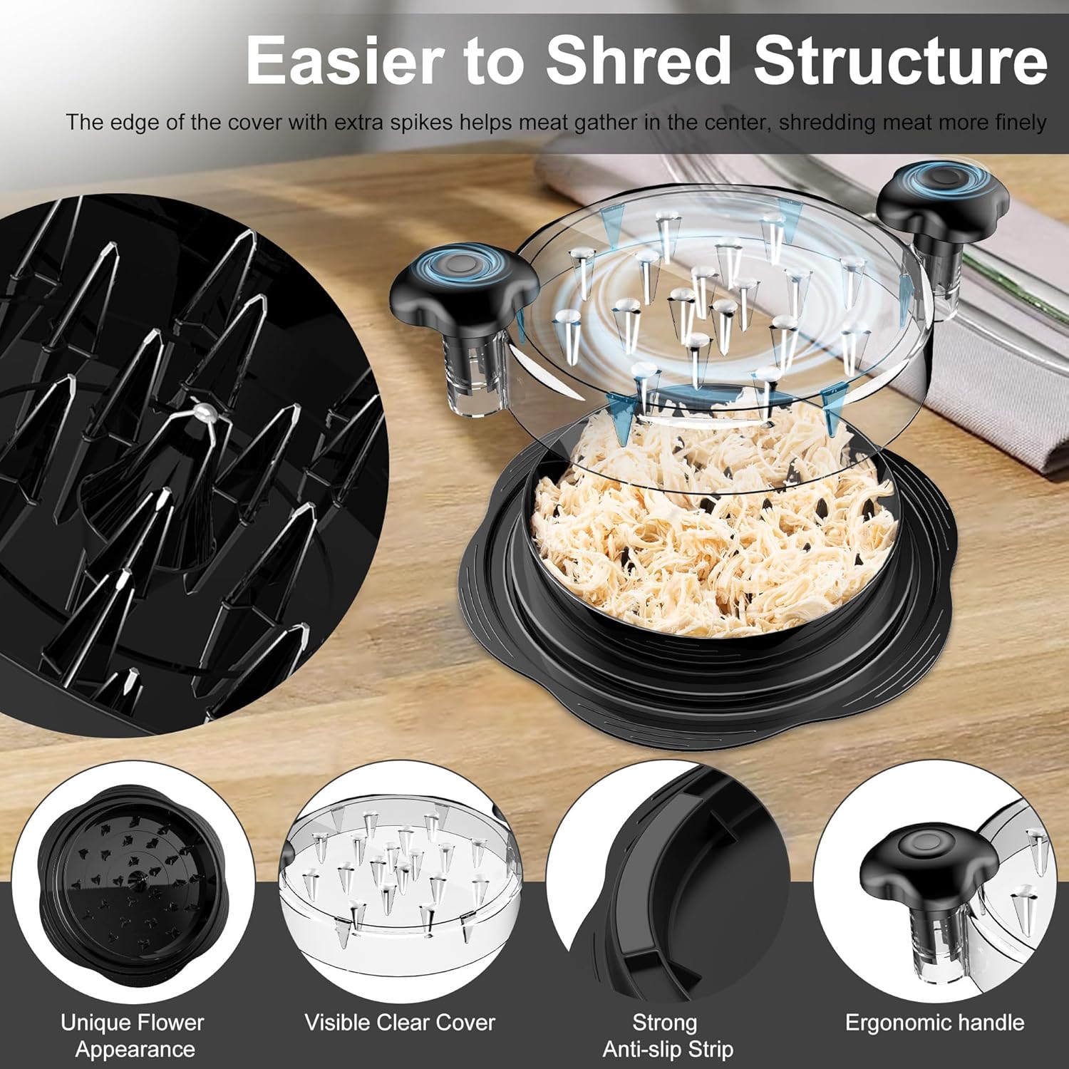 Large BPA-Free Chicken Shredder – Ergonomic, Anti-Slip, for Chicken, Pork & Beef.
