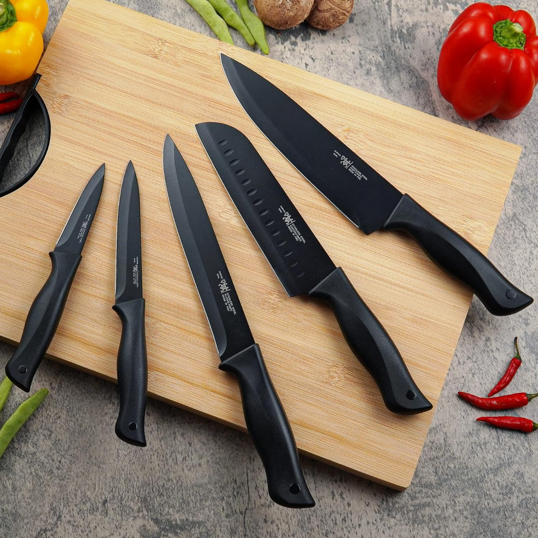 HUNTER.DUAL 15-Pc Kitchen Knife Set with Self-Sharpening Block – Dishwasher Safe, Anti-Slip Handles