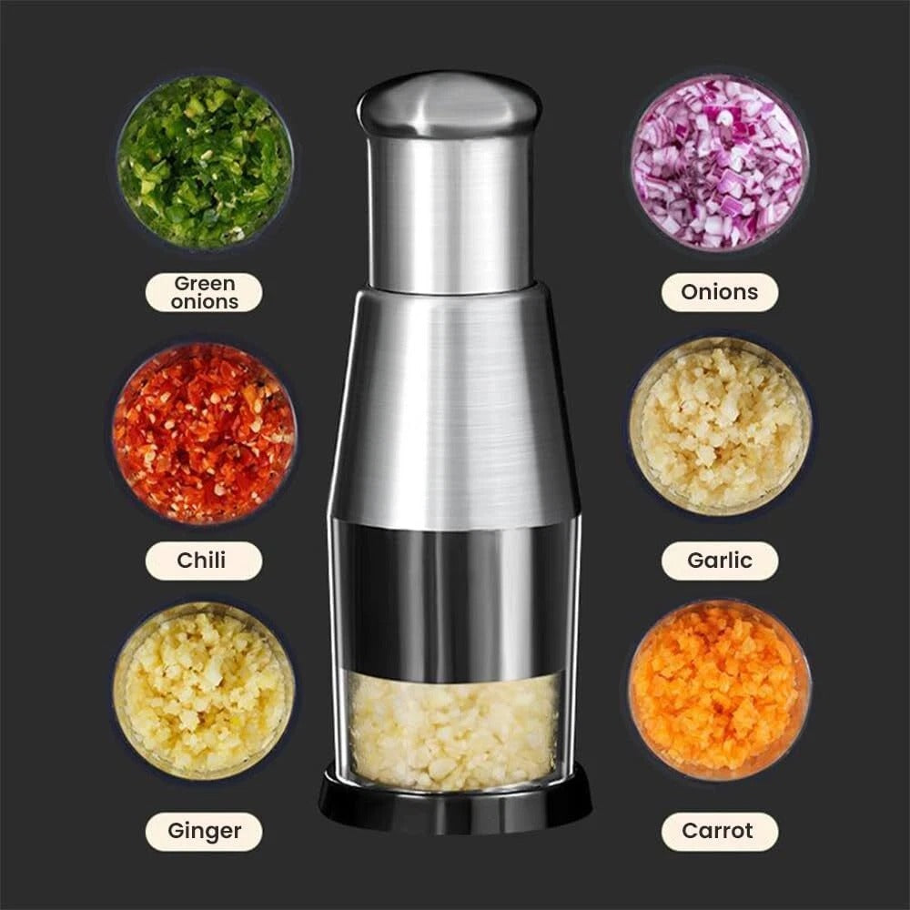 304 Stainless Steel Garlic & Onion Press Chopper – Handheld Kitchen Tool.