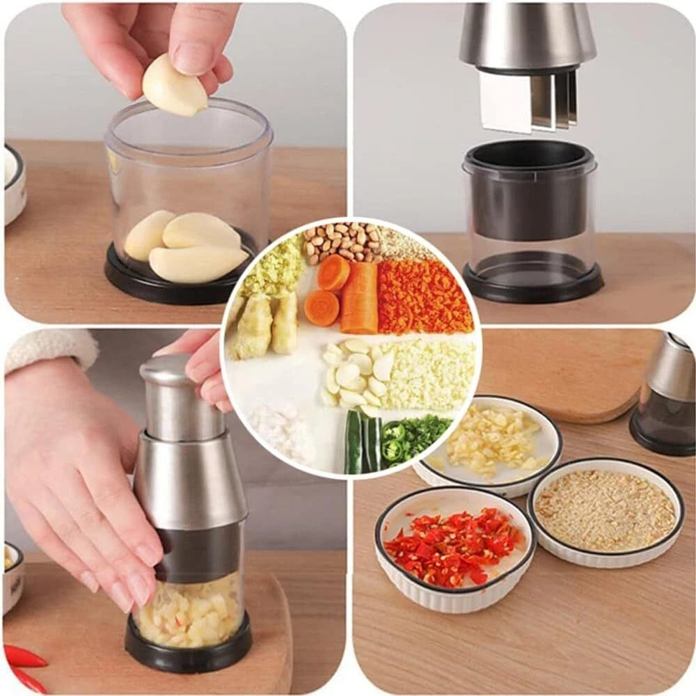 304 Stainless Steel Garlic & Onion Press Chopper – Handheld Kitchen Tool.