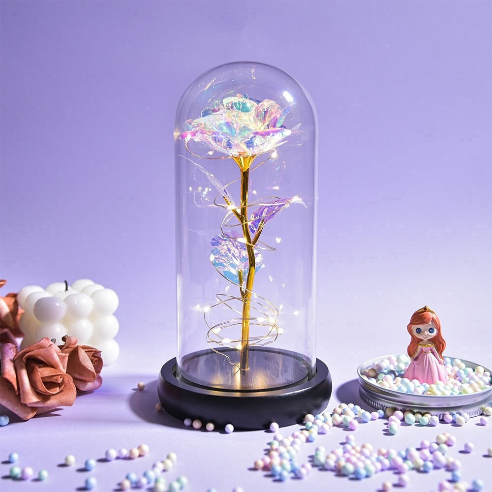 Crystal Galaxy LED Forever Rose – Enchanted Glass Home Décor Gift