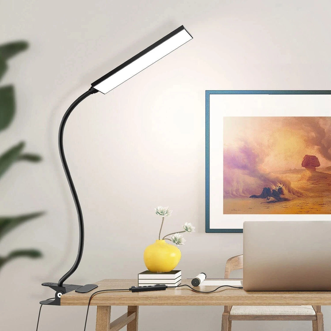 LED Gooseneck Desk Lamp with Clamp – Adjustable, Eye-Caring Reading Light