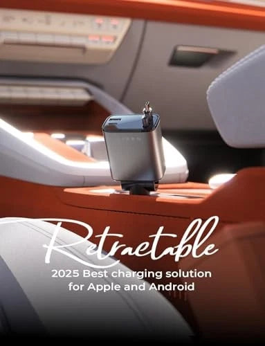 69W Retractable USB-C Car Charger – Grey Fast Charging Adapter for iPhone